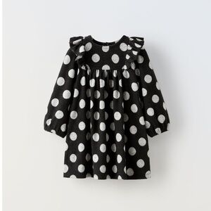NWT Zara 2-3Y soft touch polka dot long sleeve dress wi the ruffles